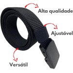 Cinto Antialergico Fivela De Engate Rapido Plástico Polímero Militares Táticos Nylon Durável Respirável 120cm - Imagem 3