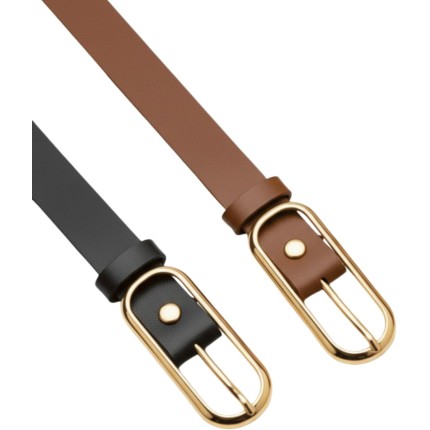 Kit 2 Cintos Femininos Plus Size Finos Couro Sintético Ajustável Elegante Social e Casual 110cm 140cm