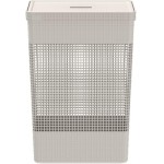 Ou Cesto de Roupas com Tampa 49L Bege Linha Grid - Imagem 2
