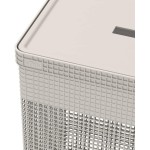 Ou Cesto de Roupas com Tampa 49L Bege Linha Grid - Imagem 3