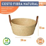 Cesta Organizadora em Fibra Natural Para Uso Decorativo Decoração, Em Palha Trançada 24x11 cm Estilo Rústico e Artesanal Cesto Organizador Mocca em Palha Trançada Multiuso - Imagem 4