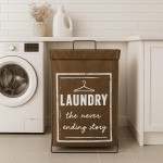 Cesto Suporte Organizador Roupa Suja Dobrável Multiuso 60cm - Marrom - Imagem 9