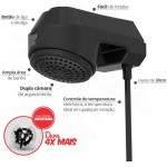 Chuveiro Ducha Eletrônica Modelo Compact Potência 5500W Voltgem 127V BR Cor Preto Durín - Imagem 3