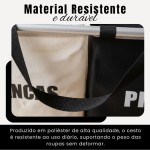Cesto de Roupa Suja Duplo com Divisória Claro e Escuro — Dobrável, 60L (2x30L), Estrutura Alumínio e Poliéster Lavável, Organização para Lavanderia, Preto e Branco - Imagem 3