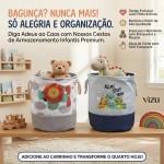 Cesto Organizador Infantil Dobrável para Brinquedos e Roupas 40x35cm (Dino) - Imagem 2