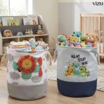 Cesto Organizador Infantil Dobrável para Brinquedos e Roupas 40x35cm (Dino) - Imagem 8