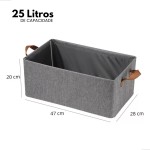 Cesto Organizador Multiuso Dobrável 25L Com Alça, Caixa Organizadora Para Roupas, Guarda Roupa, Gavetas, Brinquedos (2) - Imagem 7