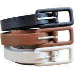 Kit 3 Cintos Feminino Fino Com Fivela Retangular Blogueira