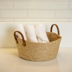 Kit 2 Cesta Organizadora em Fibra Natural Para Uso Decorativo Decoração, Em Palha Trançada 24x11 cm Estilo Rústico e Artesanal Cesto Organizador Mocca em Palha Trançada Multiuso - Imagem 4