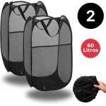Kit com 2 Cesto de Roupas Dobrável Para Roupa Suja Organizador Multiuso Flexível Lavanderia Banheiro Quarto Dormitório - Imagem 8