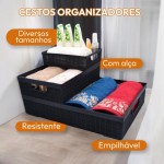 Kit 4 Cestos Organizador Multiuso EmpilháVel ArmáRio Gaveta Lavanderia，2 Litros(Preto 2 Litros) - Imagem 4