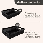 Kit 4 Cestos Organizador Multiuso EmpilháVel ArmáRio Gaveta Lavanderia，2 Litros(Preto 2 Litros) - Imagem 5