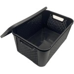 KIT 2 Caixas Organizadoras Rattan Cesto 17L Preta C/Tampa Multiuso - Imagem 5