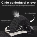 Cinto Masculino Elástico de Lona Tático com Fivela de Metal e Ponteiras em Couro - Trançado Versátil Unissex Casual para Uso Diário - Imagem 3