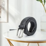Cinto Masculino Elástico de Lona Tático com Fivela de Metal e Ponteiras em Couro - Trançado Versátil Unissex Casual para Uso Diário - Imagem 6