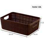6 Cestos Organizadores Multiuso Decorativo Rattan Home Organizer 2P-2M-2G Cor: Marrom - Imagem 3