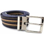Kit 2 Cintos Masculino Trançado com Listras, Azul Marinho, Verde e Bege, Fivela Prateada, Ajustável - BASE NOBRE - Imagem 3