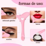 Kit 4 Moldes de Delineado Profissional em Silicone – Multifuncional, Reutilizável e Lavável, para Maquiagem Precisa e Sem Borrões - Imagem 6
