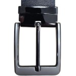 Cinto Masculino Casual Couro Bovino Tradicional Fivela Removível Luxo Elegante Dupla Face Preto e Marrom 4 cm - Imagem 3