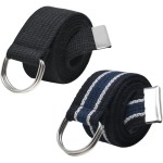 Conjunto de 2 cintos masculinos em lona com fita de cetim e fivela semi-circular tamanho grande - Imagem 5