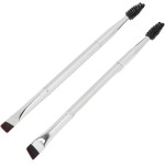 2 Peças Escova de Sobrancelha Dupla Prateada, Cabelo Macio, Maquiagem Espiral, Escova de Cílios, Ferramenta Cosmética
