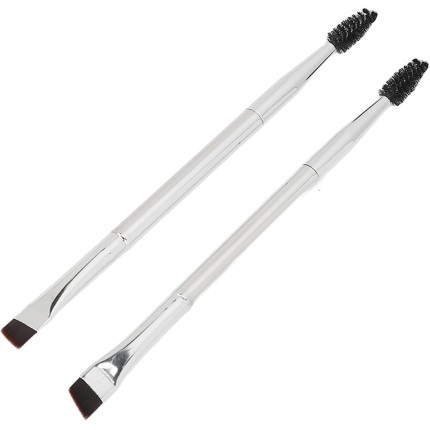 2 Peças Escova de Sobrancelha Dupla Prateada, Cabelo Macio, Maquiagem Espiral, Escova de Cílios, Ferramenta Cosmética