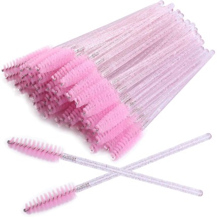 200 Escovas de cílios descartáveis para extensão de cílios Sobrancelhas e maquiagem, rosa, 200 pcs