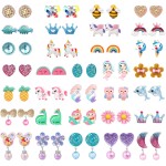 25/32 pares de brincos de plástico infantis com clipe para meninas, hipoalergênicos, brincos de brinquedo, princesa, brincar, joias, lembrancinha de festa