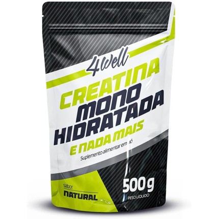 4well Creatina Monohidratada 500g Sabor Natural 100% Pura com Laudo