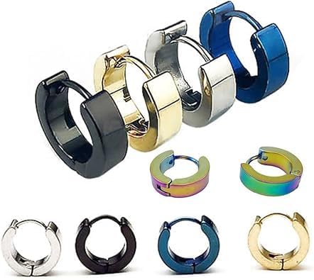 5-pares-de-acessorios-de-orelha-unissex-de-aco-inoxidavel.jpg 5 pares de acessórios de orelha unissex de aço inoxidável, brincos pequenos de argola com brincos correspondentes, estilo de metal durável para uso diário