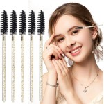 50 peças de varinhas de rímel com glitter, descartáveis para cílios e spoolie, aplicador de maquiagem, kit de ferramentas de extensão de cílios, cabo dourado preto
