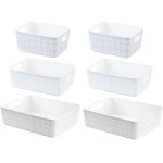 6 Cestos Organizadores Multiuso Decorativo Rattan Home Organizer 2P-2M-2G Cor: Branco