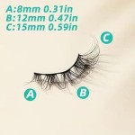 7 pares de cílios postiços olho de gato com pinça e escova, cílios curvados curtos e fofos 8D de volume fino, reutilizáveis para iniciantes - Imagem 2