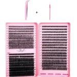 740 unidades de aglomerados de cílios, kit de extensão de cílios DIY 30D+40D+50D com pinça e escova, cílios individuais reutilizáveis - Imagem 2