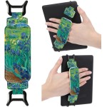 Acessórios de alça de mão para Kindle – Alça de dedo para tablet Paperwhite 11ª/12ª geração/Kobo/Lenovo/Sony Ereaders Tablet Iris Flores Floral Azul Suporte de alta elasticidade para