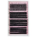Aglomerados de cílios de grande capacidade, cílios individuais 60D+80D+100D+120D, extensões de cílios em forma de cachos grossos, cílios finos de 9-18 mm, contêm escova de cílios e pinça