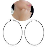 Brinco Argola Grande Feminina Aço inoxidável 316l Antialérgico Hipoalérgico Cor Prata Resistente Duravel Facil Limpeza - Imagem 2