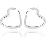 Brinco Argola Prata Coração Fio Quadrado 1,8 cm Prata 925 Original