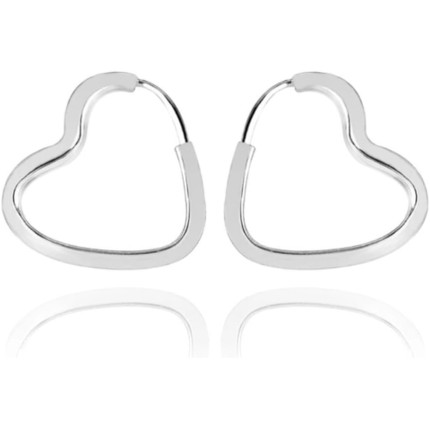Brinco Argola Prata Coração Fio Quadrado 1,8 cm Prata 925 Original