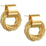 Brinco Argola Retrô Exclusivo Banhado Ouro Luxo Moda