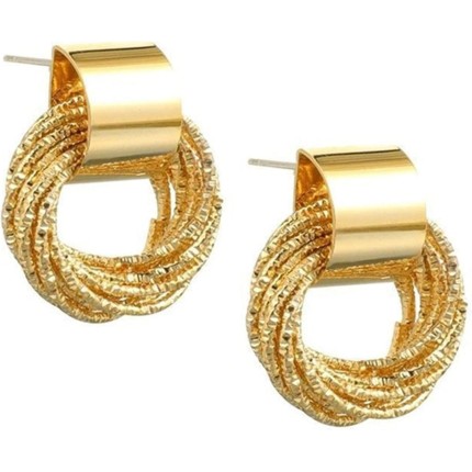 Brinco Argola Retrô Exclusivo Banhado Ouro Luxo Moda
