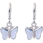 Brinco Argolinha Borboleta Azul Prata Antialergico