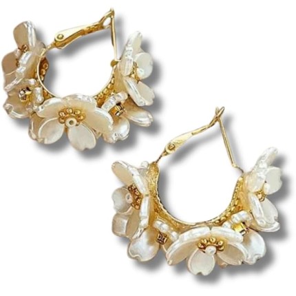 Brinco Feminino Argola "Floral Elegante" em Aço Inoxidável 2.2 cm x 3.6 cm – Acompanha Bolsa de Veludo