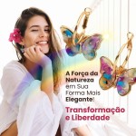 Brinco Feminino "Butterfly" 6cm em Aço Inoxidável Antialérgico – Design Fashion com Simbologia de Transformação e Autoestima – Acompanha Bolsa de Veludo - Imagem 2