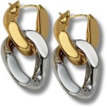 Brinco Feminino "Duo Color" – Design Moderno Bicolor em Prata e Dourado, Semijoia Sofisticada em Cobre – Estilo Versátil e Elegante – Acompanha Bolsa de Veludo