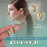 Brinco Feminino "Elegant" em Aço Cirúrgico Banhado a Prata 925 – Hipoalergênico, Versátil e Sofisticado para Todas as Ocasiões + Bolsa de Veludo - Imagem 2