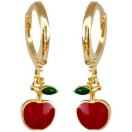 Brinco Infantil Argolinha Maçã Folheado Ouro 18k Antialérgico