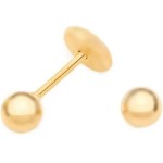 Brinco Infantil bebe de bolinha com tarraxa baby banhado a ouro 18k e antialérgica