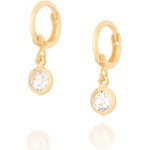 Brinco Rommanel Banhado Ouro Argola Pequena Com Zircônia Pendurada 526770
