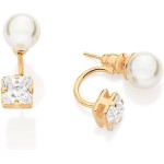 Brinco Rommanel Banhado a Ouro 18k com Pérolas Sintéticas e Zircônias - 527599